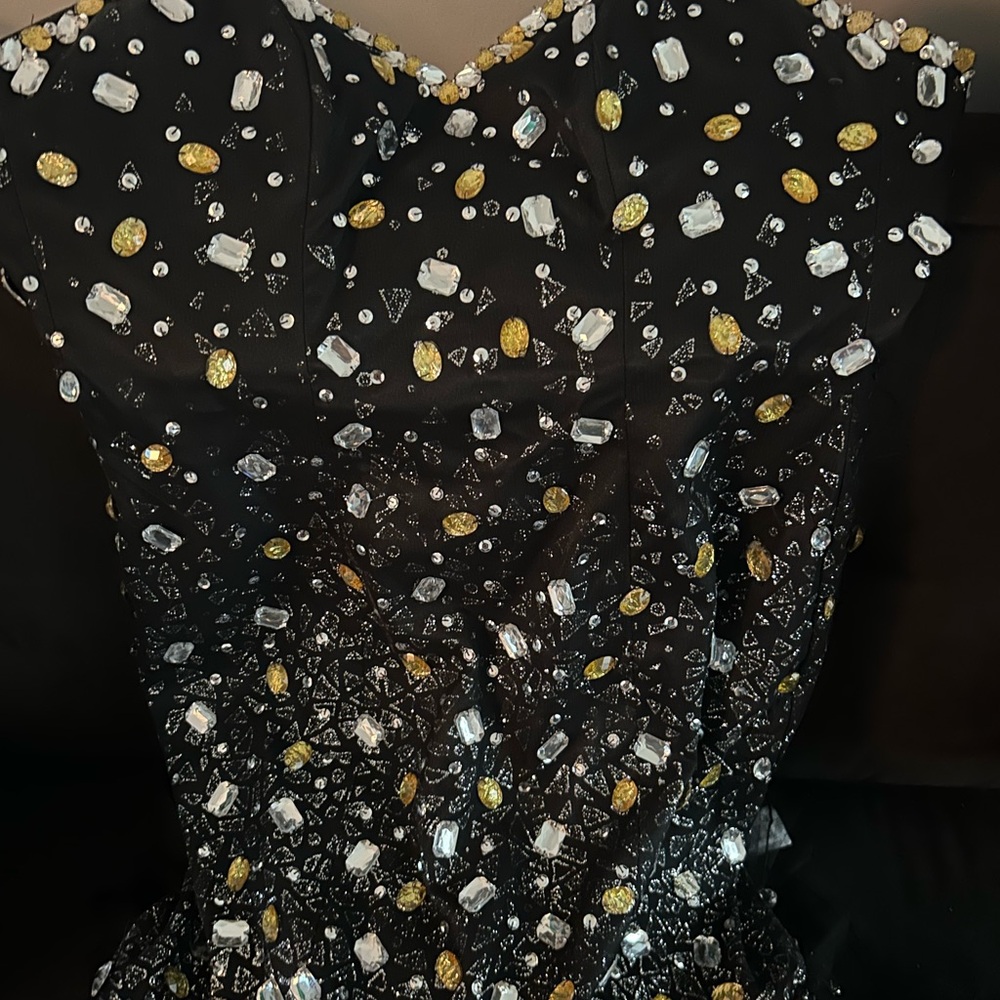 Elegant Black and Gold Embellished Dress